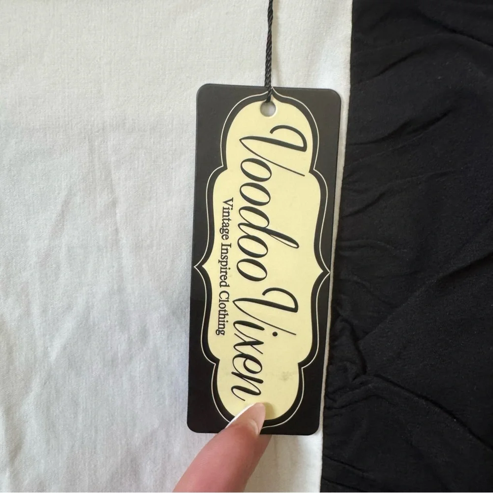 NWT Voodoo Vixen Black and White Retro Midi Dress - Picture 6 of 6